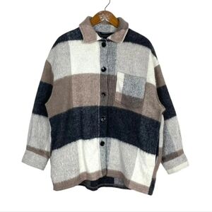 Zara Wool Blend Fringe Shirt Jacket size S